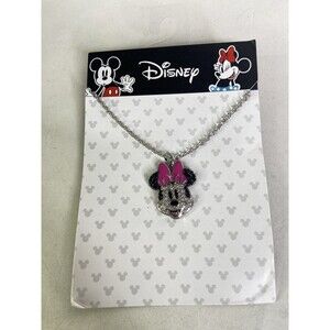 Disney Minnie Mouse Crystal Bling Pendant Necklace NEW